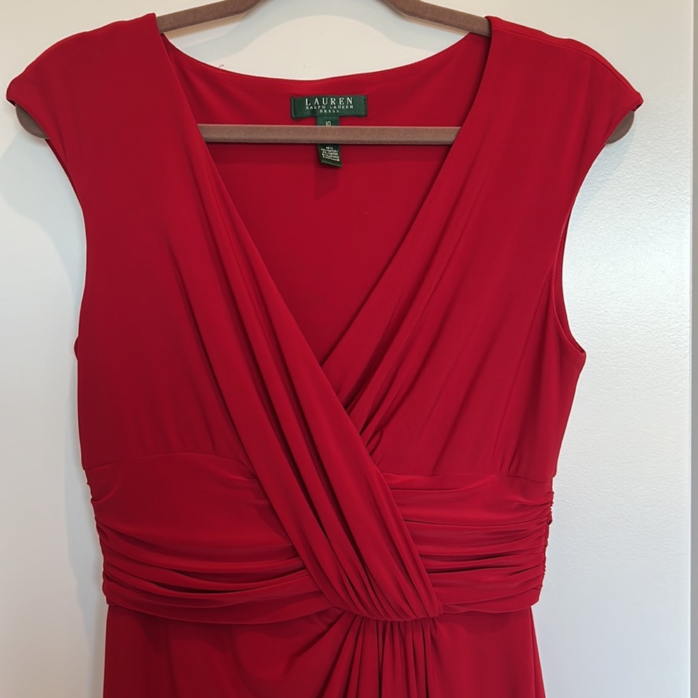 Calvin Klein Women's Red V-Neck Cap Sleeve Cocktail Dress- Size 12